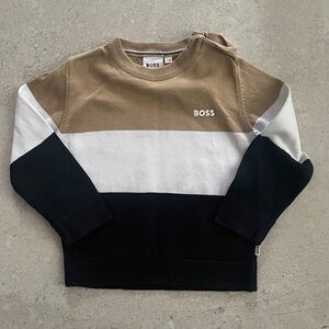 BOSS Kids' Sweater in Tan, White, and Black